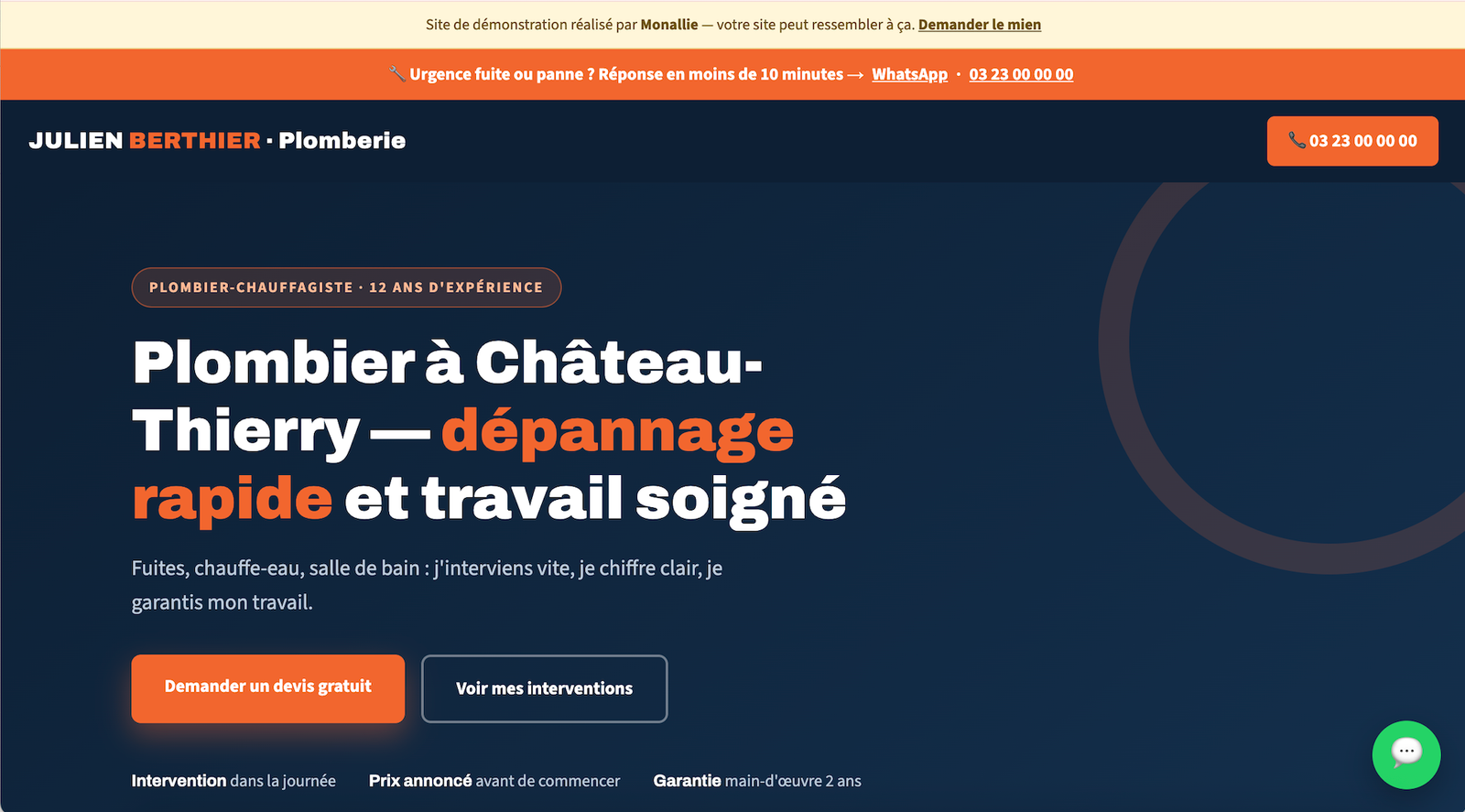 Site de Julien Berthier, plombier à Château-Thierry