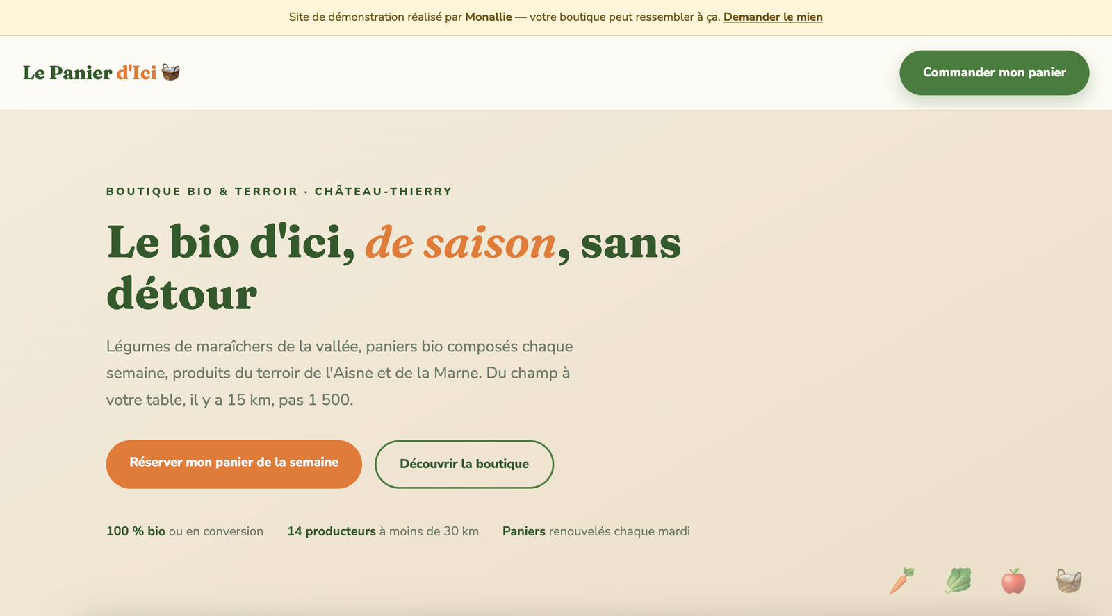 Site du Panier d'Ici, boutique bio à Château-Thierry
